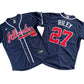 Men's Atlanta Braves 27# Austin Riley  Navy Alternate Replica Player Name Jersey