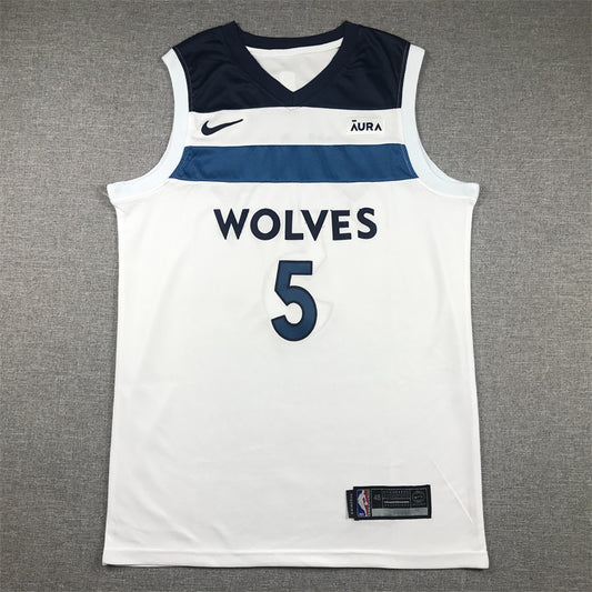 Timberwolves #5 White Jersey