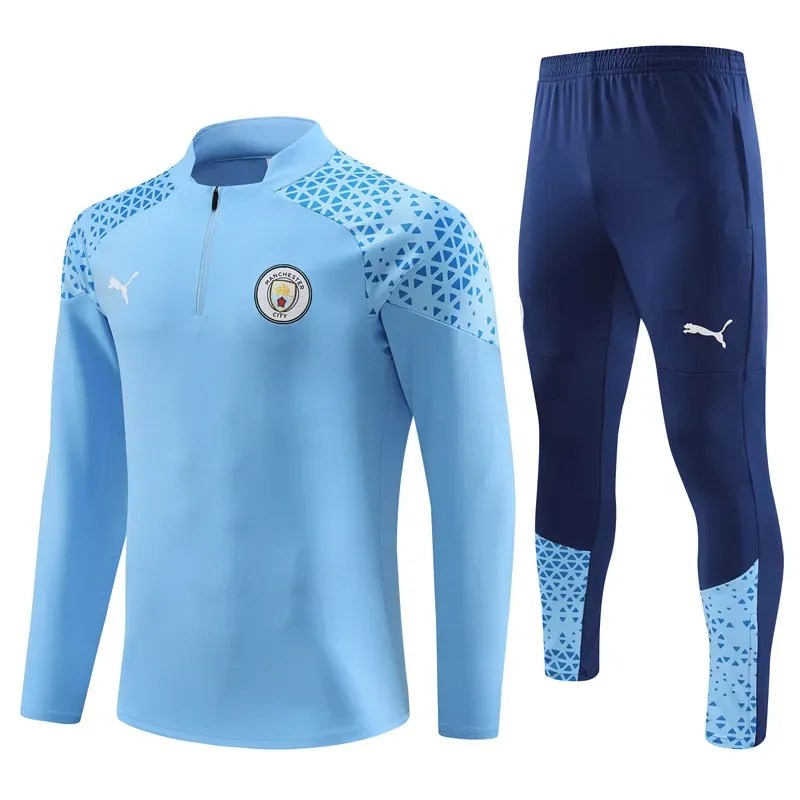 2023/2024 Manchester City long sleeves Training Suit Light Blue Football Shirt 1:1 Thai Quality