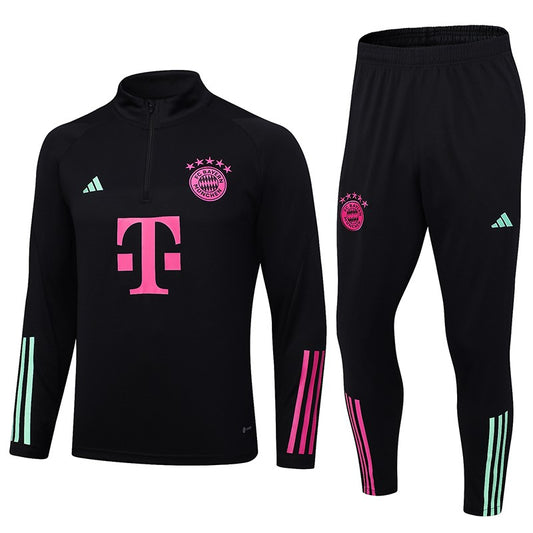 2023/2024 Bayern Munich Half-Pull Training Suit Black Football Shirt 1:1 Thai Quality