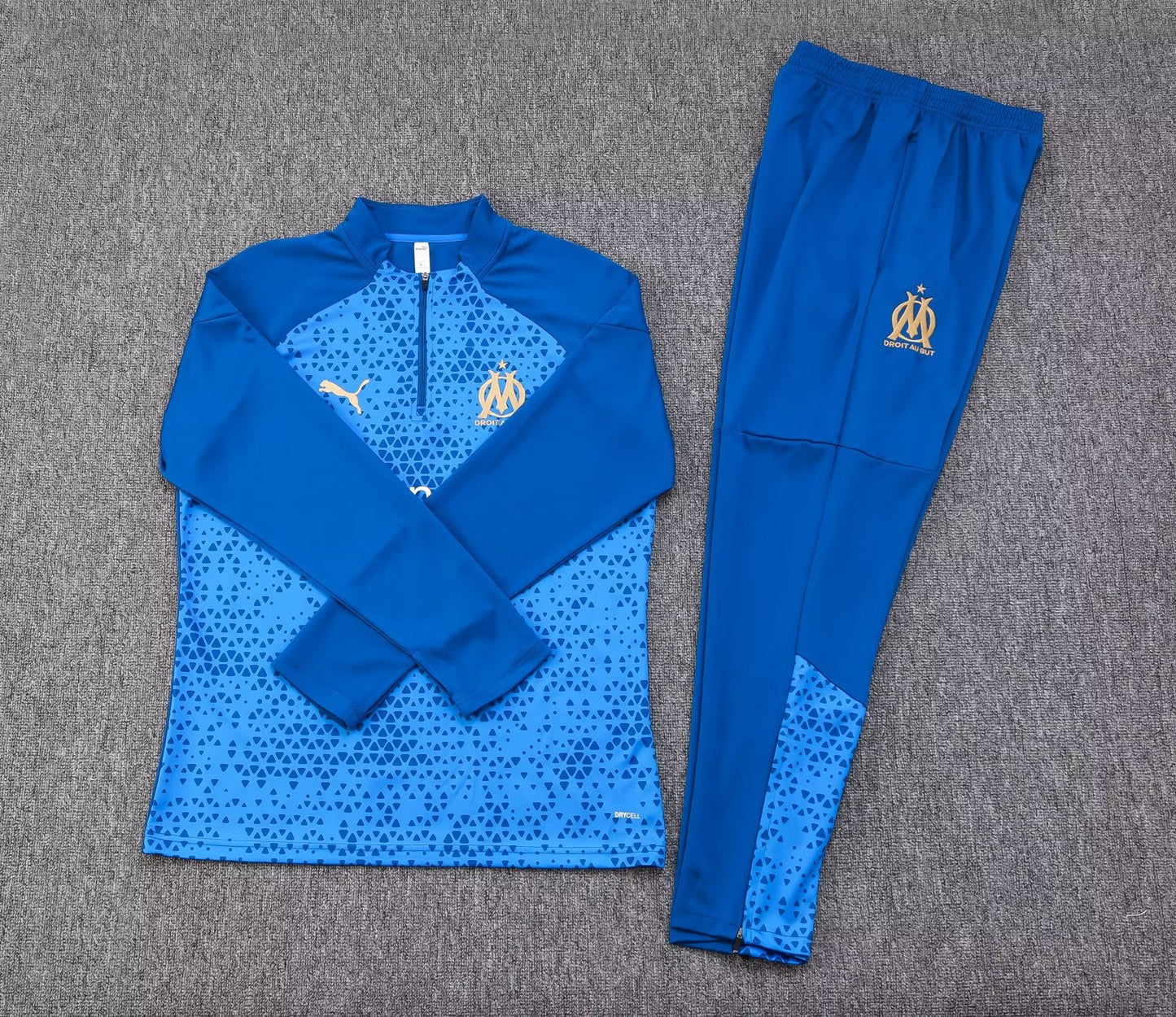 2023/2024 Olympique de Marseille Half-Pull Training Suit Blue Football Jersey