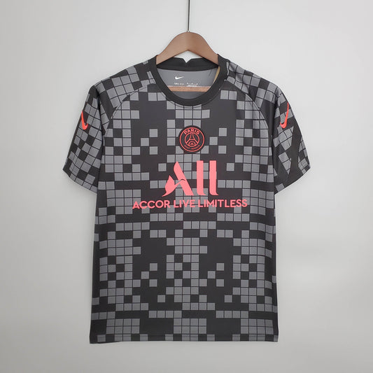 2021/2022 Psg Paris Saint-Germain Training Wear Black And Gray Plaid