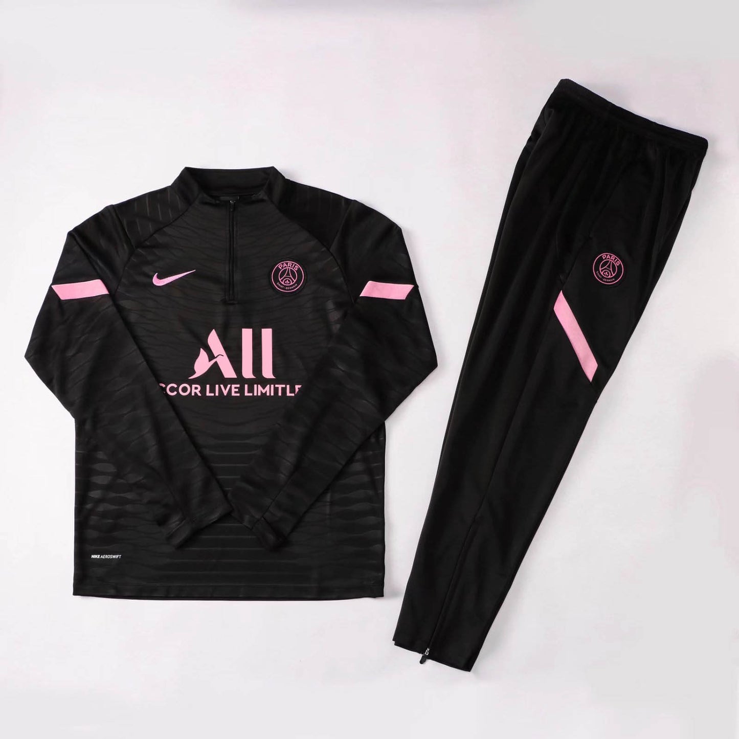 2021/2022 Psg Paris Saint-Germain Half-Pull Training Suit Black