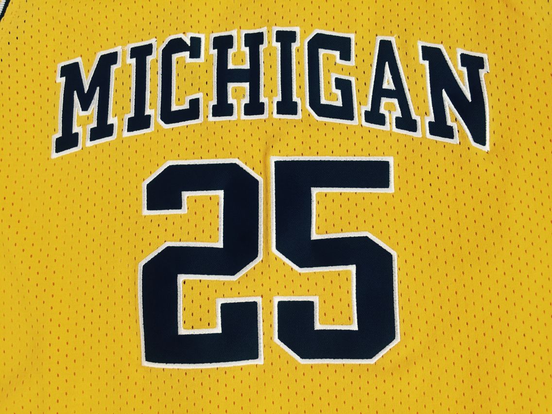 NCAA University of Michigan No. 25 Juwan Howard's ultimate mesh yellow jersey