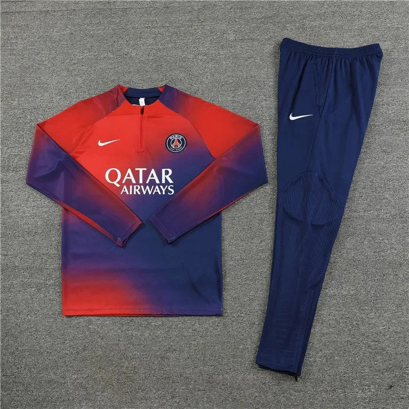 2023/2024 Psg Paris Saint-Germain Half-Pull Training Suit Red-Blue Football Shirt 1:1 Thai Quality