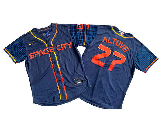 Men's Houston Astros 27# Jose Altuve Navy City Connect Replica Player Jersey