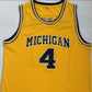 NCAA University of Michigan No. 4 Chris Webber Yellow Premium Mesh Jersey