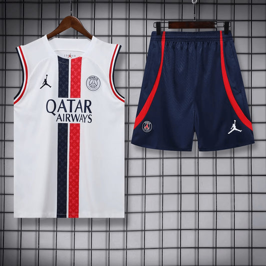 2023/2024 Psg Paris Saint-Germain pre-match training White Jersey+Shorts 1:1 Thai Quality