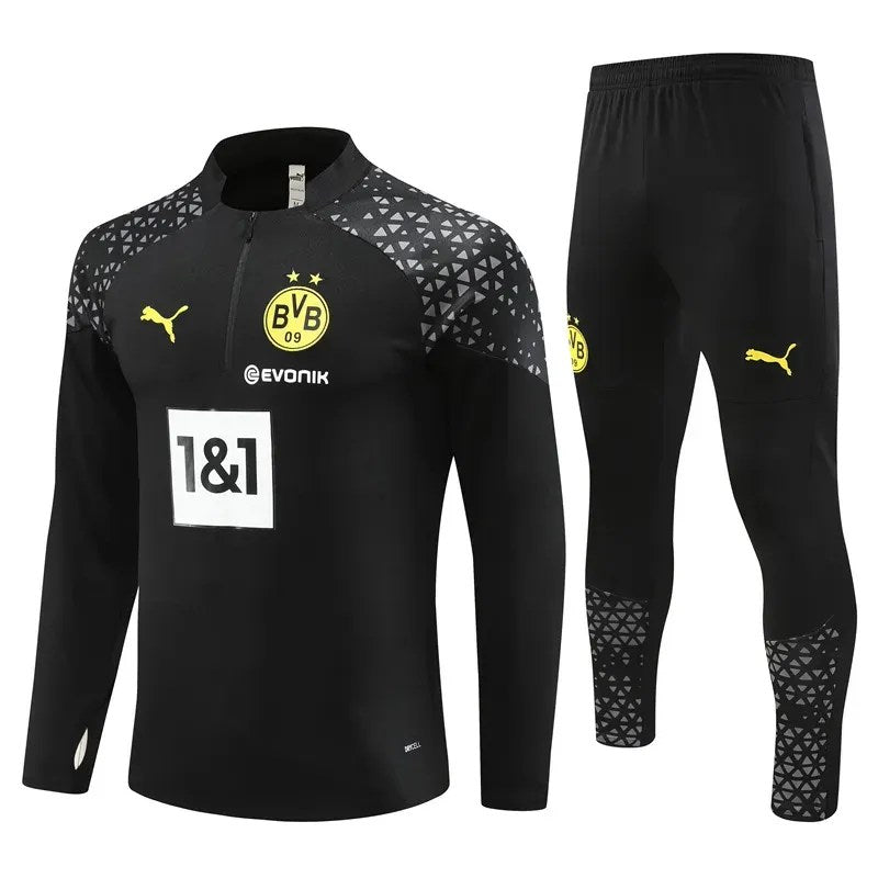 2023/2024 Dortmund Half-Pull Training Suit Black Football Shirt