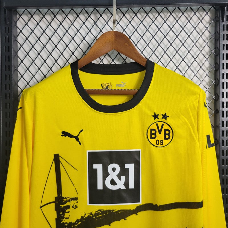 2023/2024 Long Sleeve Dortmund  Home Football Shirt