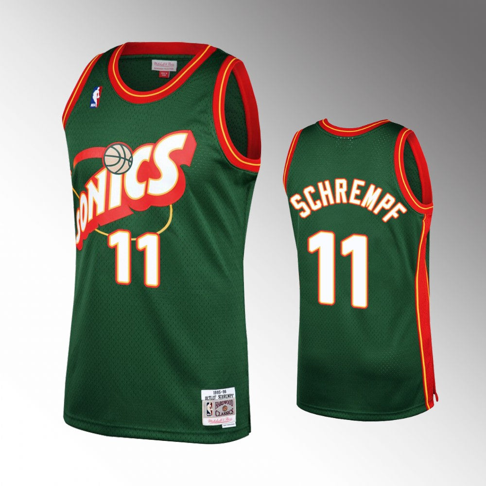 SuperSonics No. 11 Detlef Schrempf Retro Green Jersey