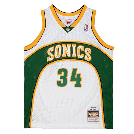 SuperSonics No. 34 white 06-07 Mitchell retro jersey - Ray Allen