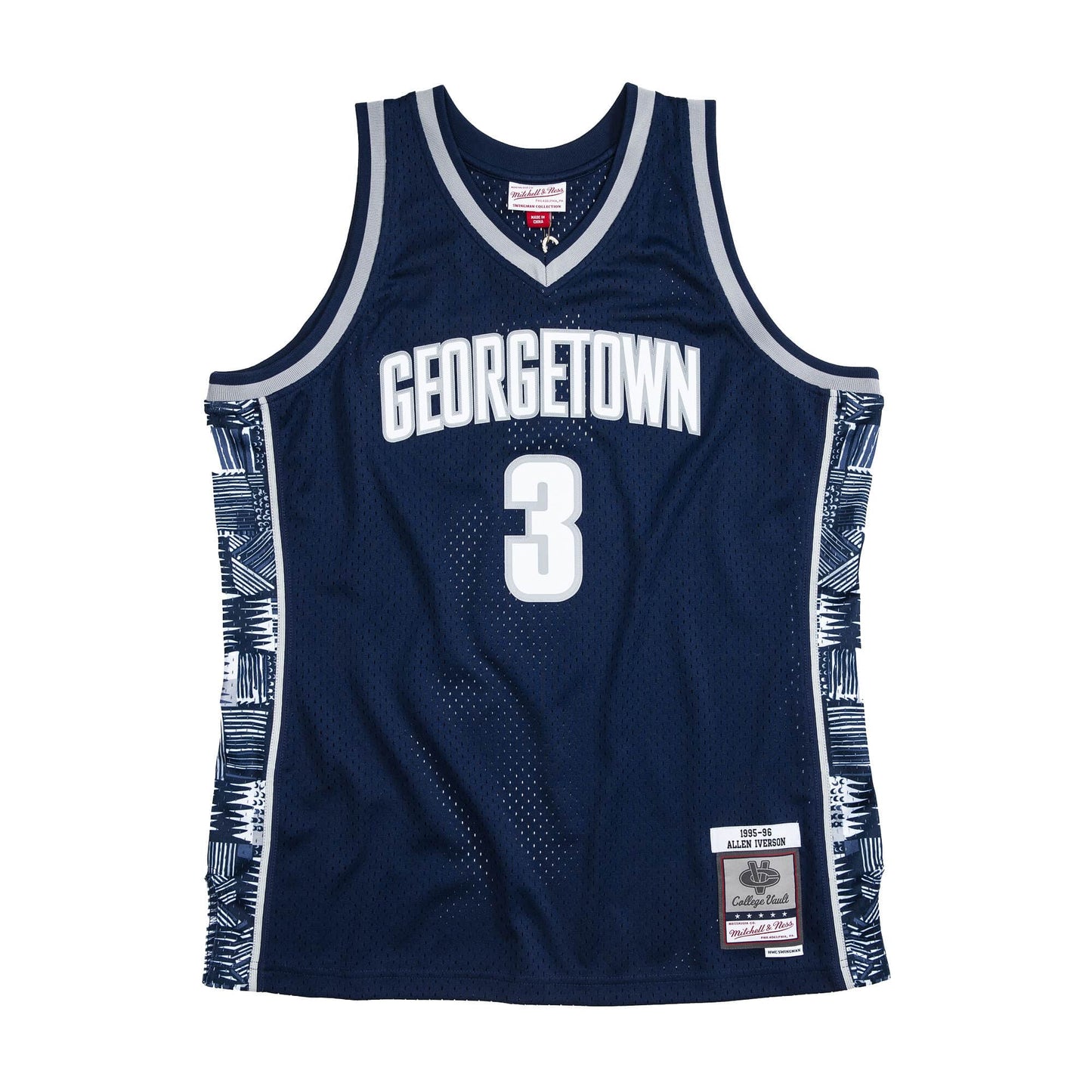 Iverson No. 3 95-96 Mitchell Dark Blue University Edition Jersey - Georgetown University