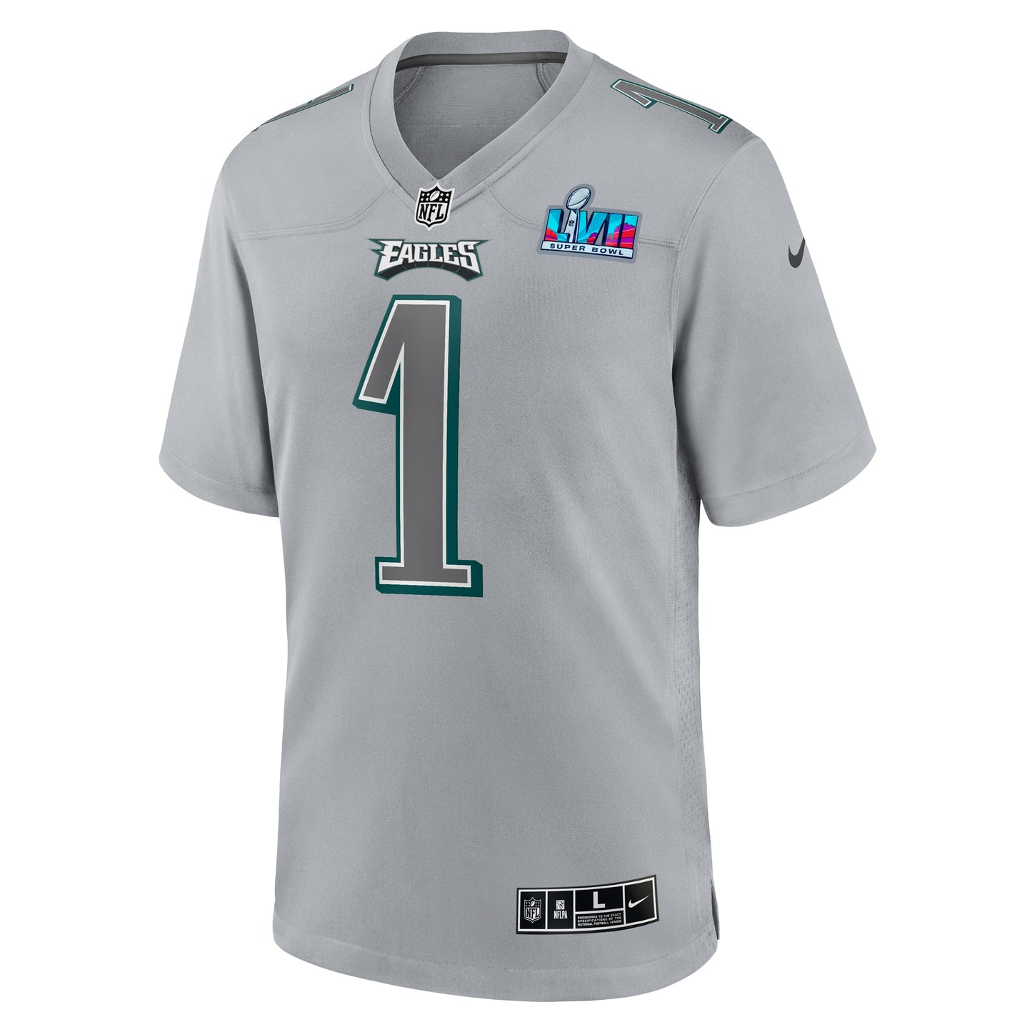 Jalen Hurts Philadelphia Eagles Nike Super Bowl LVII Patch Atmosphere Fashion Game Jersey – Grau