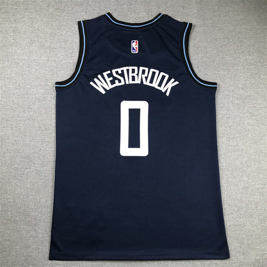 Men's LA Clippers Russell Westbrook #0 Navy 2023/24 Swingman Jersey - City Edition