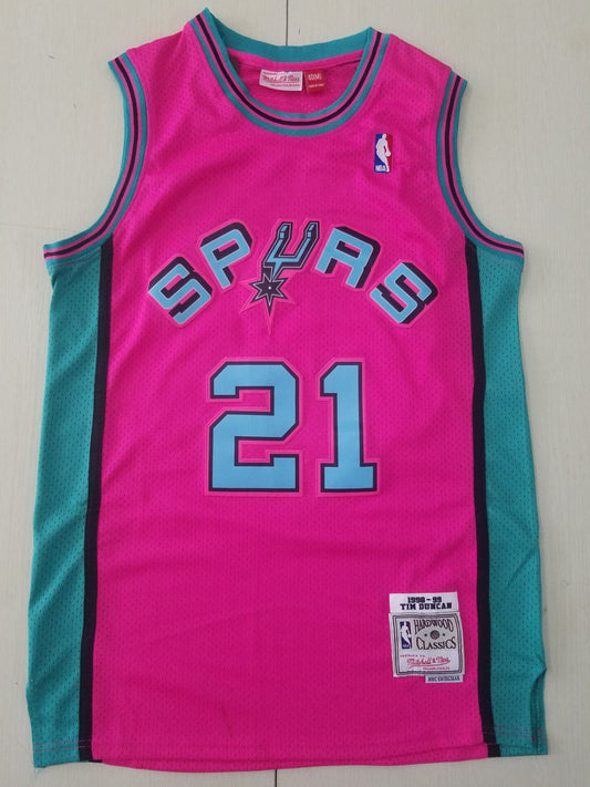 Men's San Antonio Spurs Tim Duncan Pink 1998/99 Classics Swingman Player Jersey