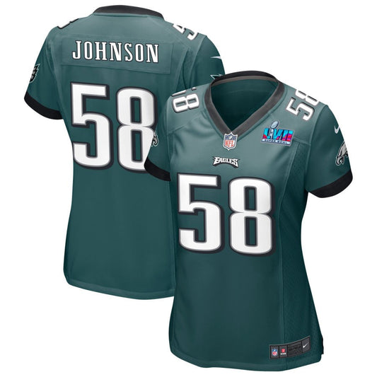 Kyron Johnson Philadelphia Eagles Nike Women's Super Bowl LVII Game Jersey - Midnight Green