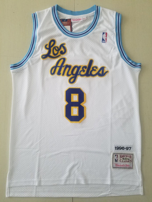 Authentisches Herren-Trikot der Los Angeles Lakers Kobe Bryant 1996–97 in Weiß der Hardwood Classics