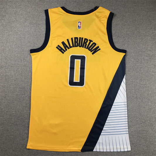 Men's Indiana Pacers Tyrese Haliburton #0 Gold Swingman Jersey - Statement Edition