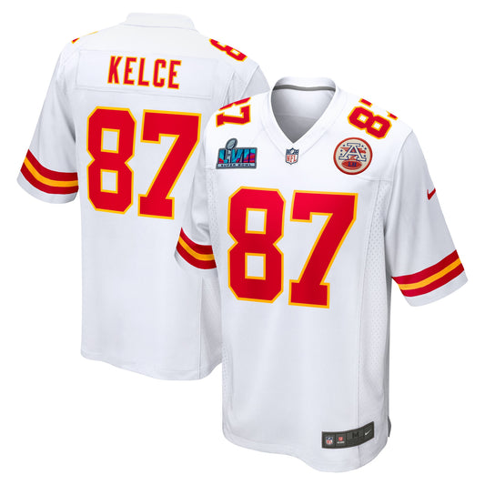 Travis Kelce Kansas City Chiefs Nike Super Bowl LVII Patch Auswärtsspieltrikot – Weiß