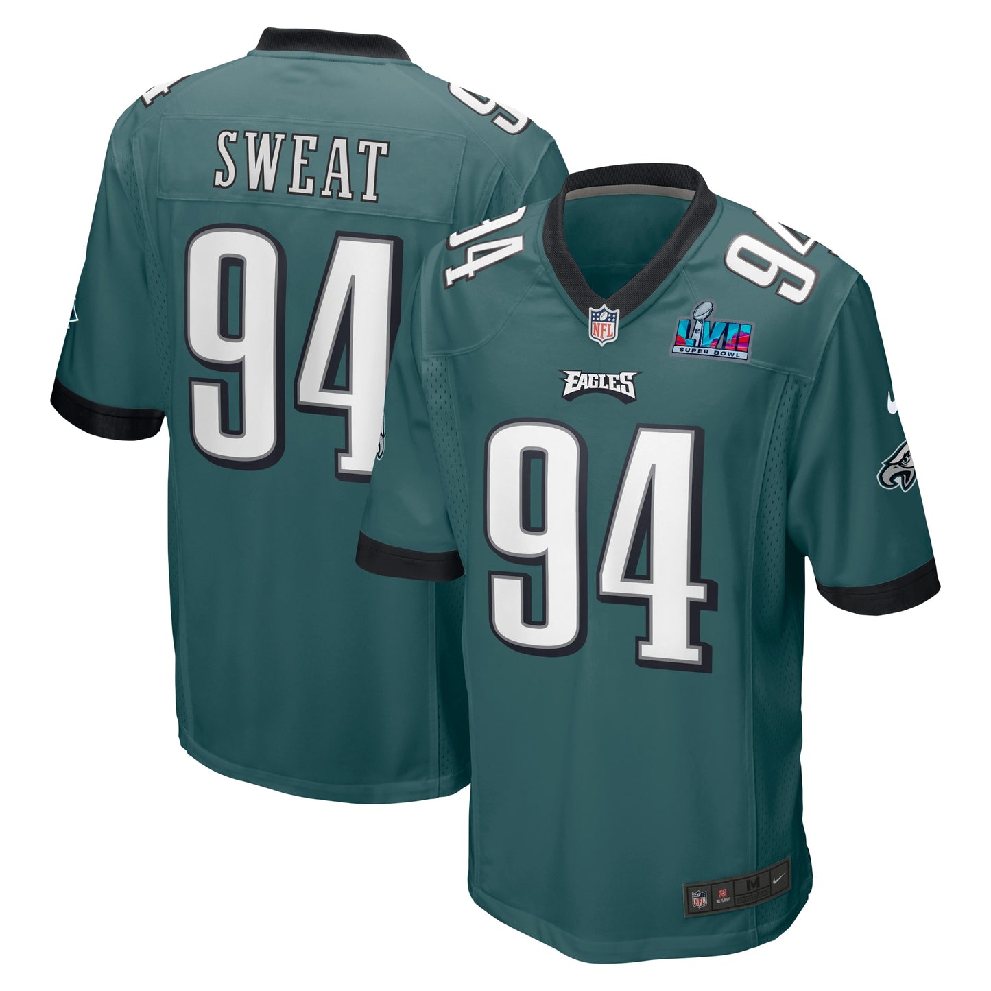 Josh Sweat Philadelphia Eagles Nike Super Bowl LVII Patch Game Jersey - Midnight Green