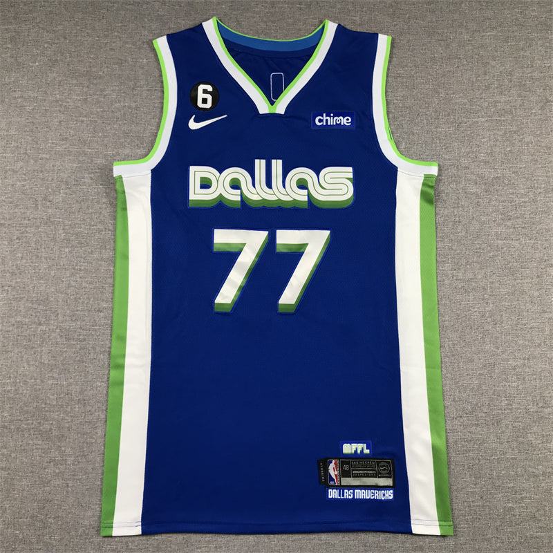 Dallas Mavericks Luka Doncic #77 Blaues Swingman-Trikot 2022/23 für Herren – City Edition