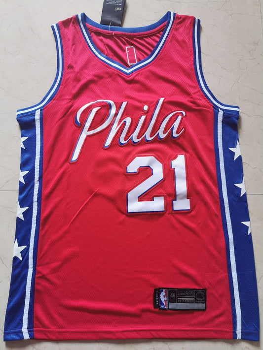 Men's Philadelphia 76ers Joel Embiid #21 NBA Red Replica Jersey