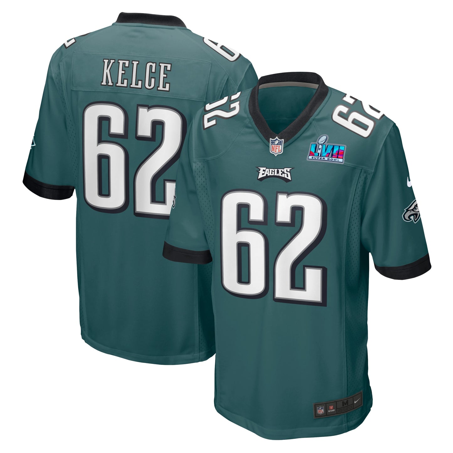 Jason Kelce Philadelphia Eagles Nike Super Bowl LVII Patch-Spieltrikot – Mitternachtsgrün