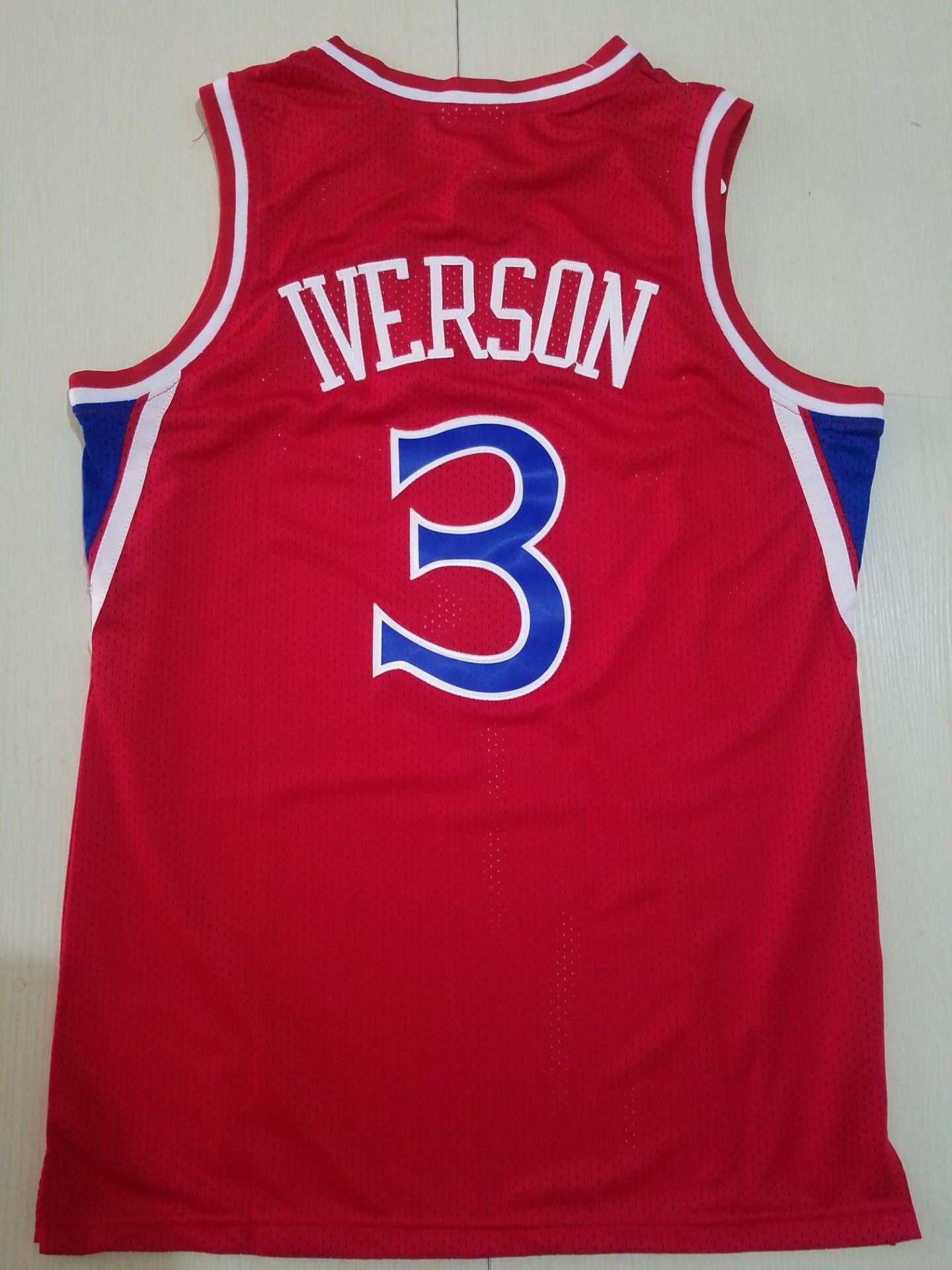 Authentisches Herren-Trikot der Philadelphia 76ers Allen Iverson Red Hardwood Classics