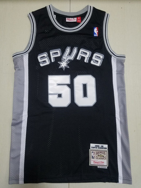 Men's San Antonio Spurs David Robinson Black Big & Tall Hardwood Classics Jersey