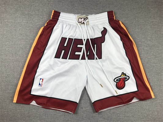 Weiße Miami Heat-Taschenshorts für Herren