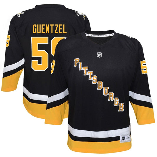 Jugend-Pittsburgh Penguins Jake Guentzel Schwarzes 2021/22 Alternatives Replica-Spielertrikot