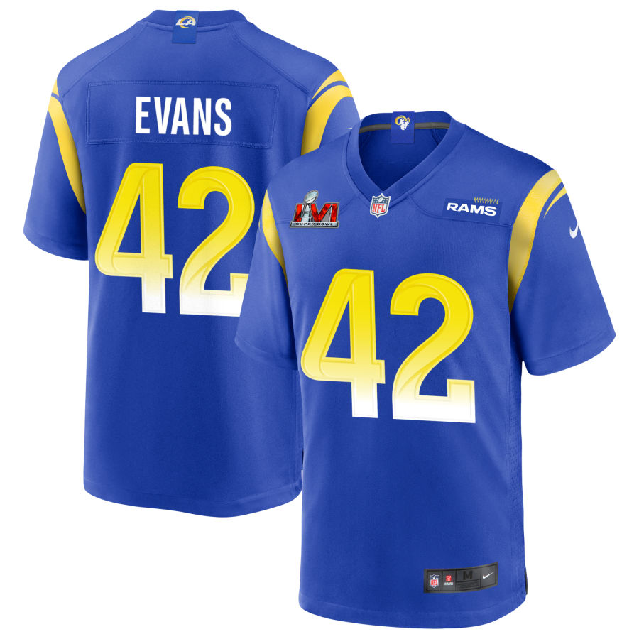 Ethan Evans Los Angeles Rams Nike Super Bowl LVI Game Jersey - Royal