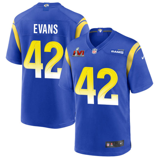 Ethan Evans Los Angeles Rams Nike Super Bowl LVI Game Jersey - Royal