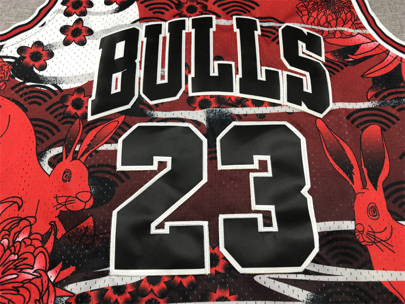 Men's Chicago Bulls Michael Jordan #23 Year of Rabbit Edition Hardwood Classics Swingman Jersey