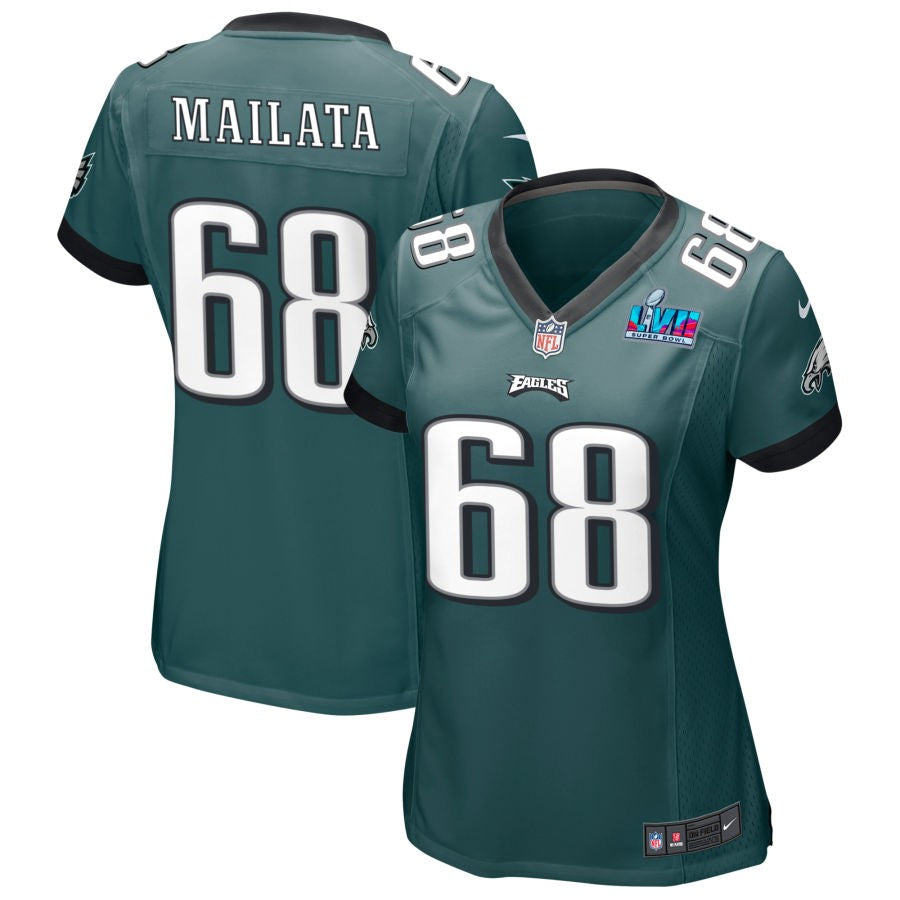 Jordan Mailata Philadelphia Eagles Nike Damen Super Bowl LVII Spieltrikot – Mitternachtsgrün