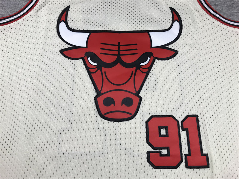 Men's Chicago Bulls Dennis Rodman #91 Cream Hardwood Classics Swingman Jersey