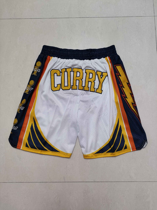 Herren-Basketballshorts der Golden State Warriors in Weiß mit Tasche