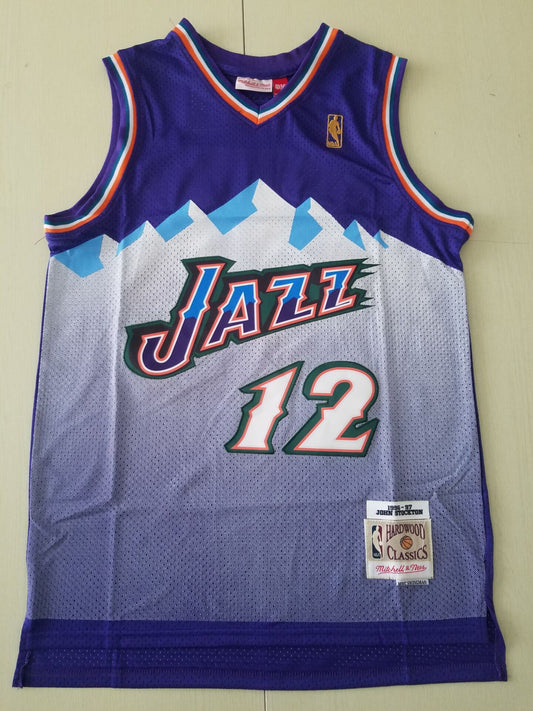 Herren-Spielertrikot von Utah Jazz, John Stockton, Mitchell &amp; Ness, 1996/97, Lila