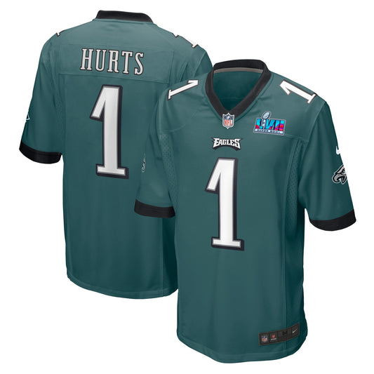 Jalen Hurts Philadelphia Eagles Nike Super Bowl LVII Patch Game Jersey - Midnight Green