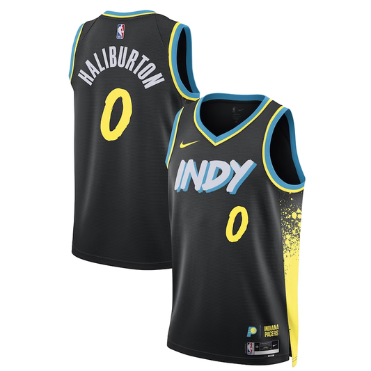 Men's Indiana Pacers Tyrese Haliburton #0 Black 2023/24 Swingman Jersey - City Edition