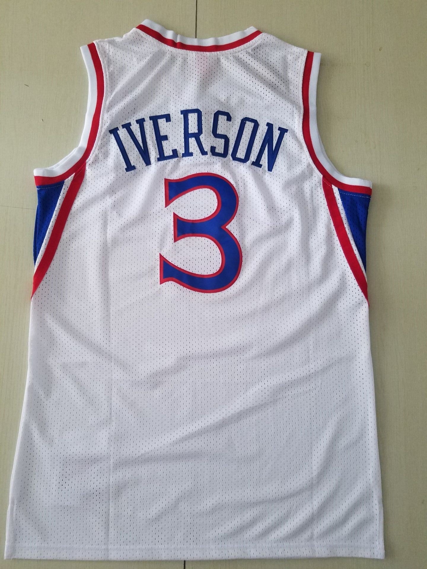 Men's Philadelphia 76ers Allen Iverson White Hardwood Classics Authentic Jersey