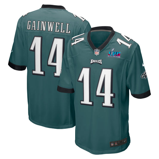 Kenneth Gainwell Philadelphia Eagles Nike Super Bowl LVII Patch Game Jersey - Midnight Green