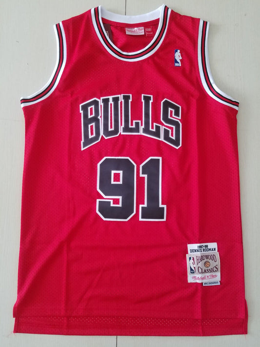 Men's Chicago Bulls Dennis Rodman Red 1997-98 Hardwood Classics Swingman Jersey