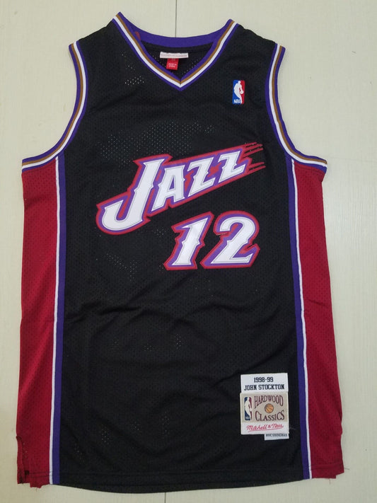 Herren Utah Jazz John Stockton Black 1998–99 Hardwood Classics Swingman-Trikot