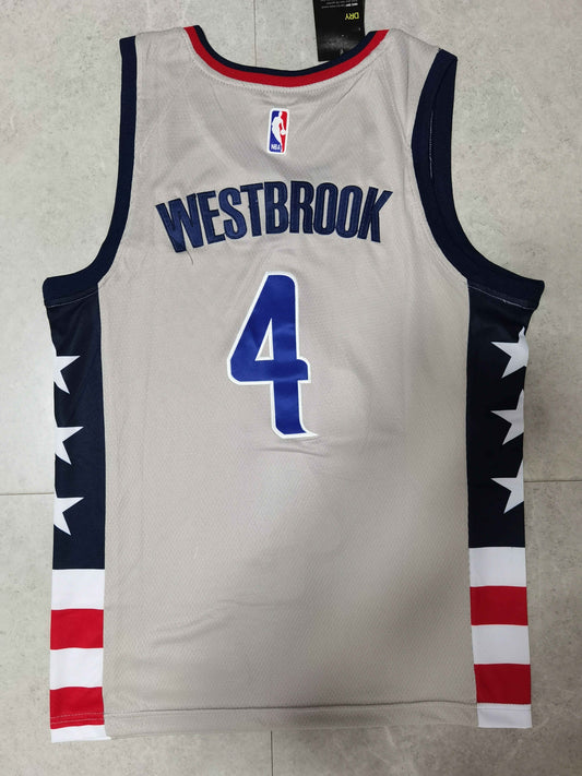 Graues Swingman-Spielertrikot der Washington Wizards Russell Westbrook #4 für Herren