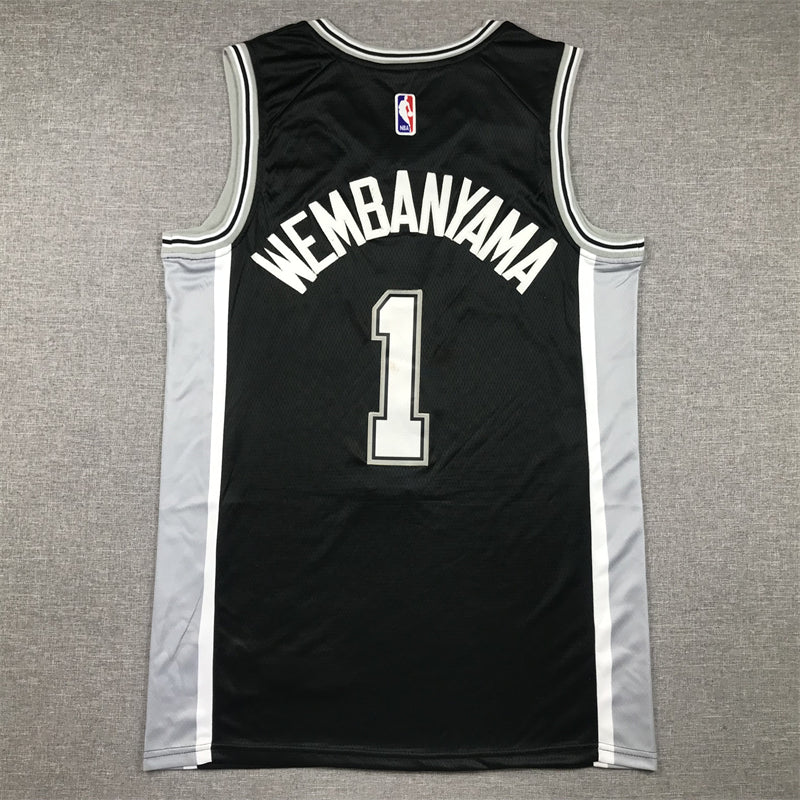 Men's San Antonio Spurs Victor Wembanyama #1 Black 2022/23 Swingman Jersey - Icon Edition