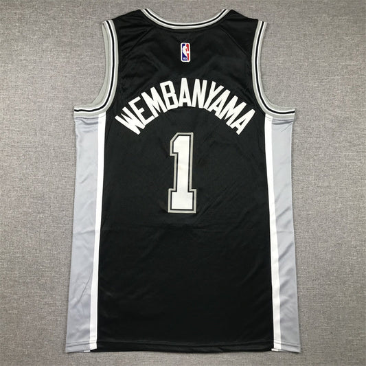 Men's San Antonio Spurs Victor Wembanyama #1 Black 2022/23 Swingman Jersey - Icon Edition