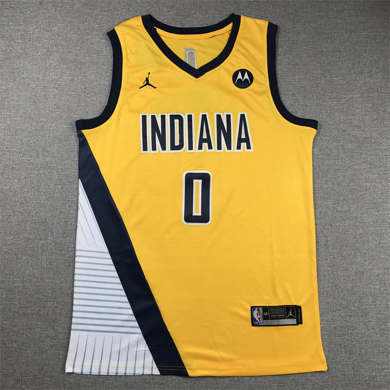 Men's Indiana Pacers Tyrese Haliburton #0 Gold Swingman Jersey - Statement Edition