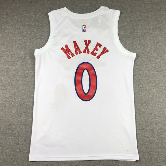 Men's Philadelphia 76ers Tyrese Maxey #0 White 2022/23 Swingman Jersey - City Edition